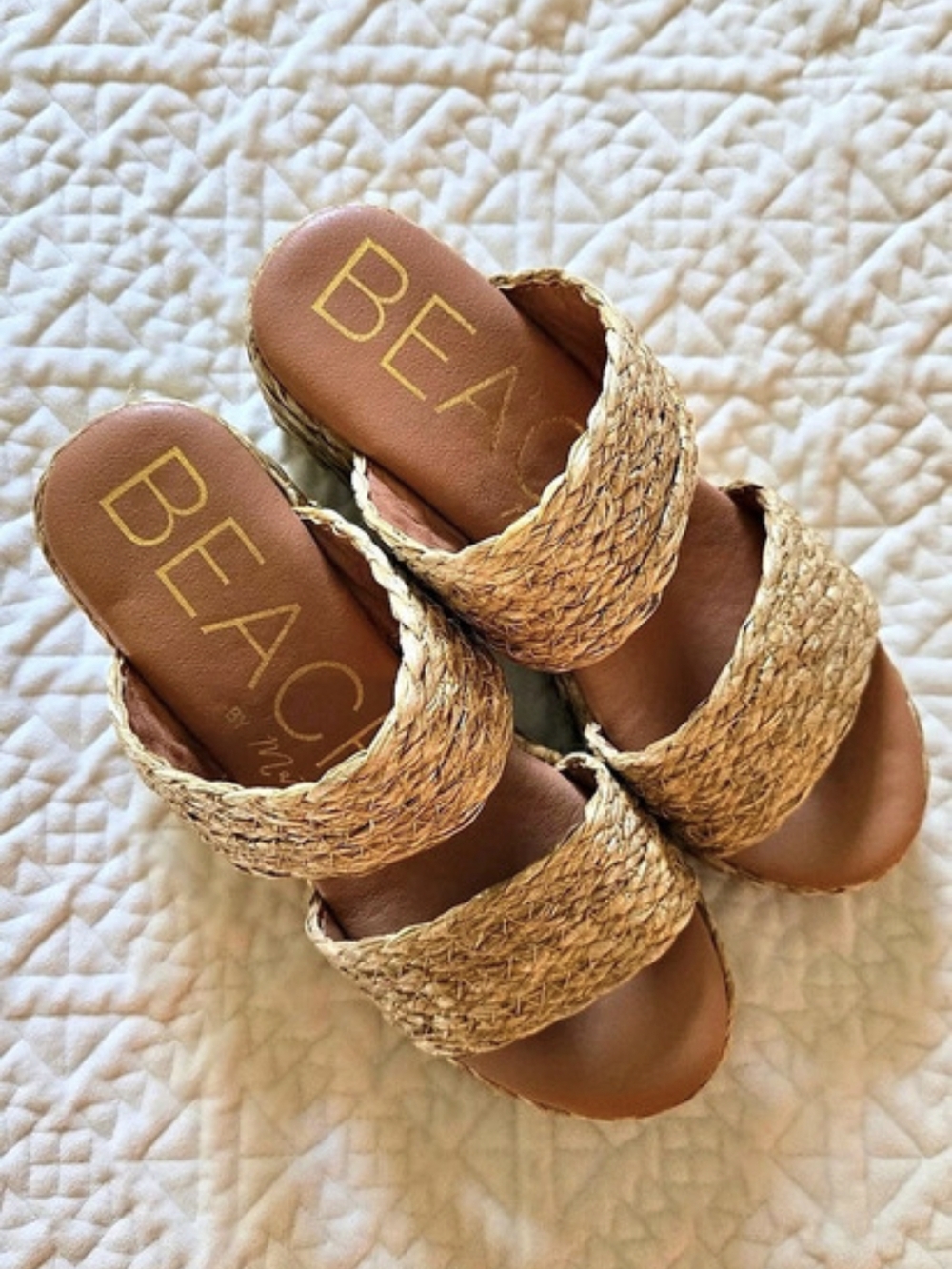 BEACH by Matisse Gem Platform Slide Sandal Raffia Platform Wedge Women's Size 7 - Picture 8 of 10